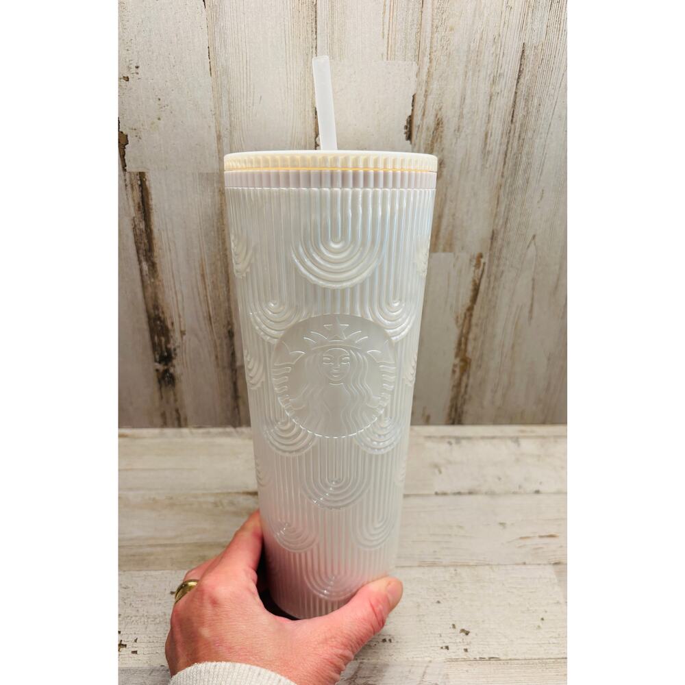 Starbucks Spring 2023 White Pearl Shell Mermaid Scales Venti Tumbler